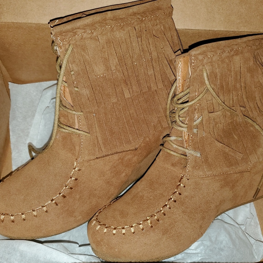2 pairs big girl size 4 wedge booties and sandals